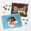 12ct Personalized Wedding Favors with Photo M&M's Candy Fun Size Bags (12 Pack) - Light Blue Foil - Fully Assembled Chocolate Party Favors (3x4 in) view 1