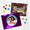 12ct Personalized Wedding Favors with Photo M&M's Candy Fun Size Bags (12 Pack) - Purple Foil - Fully Assembled Chocolate Party Favors (3x4 in) view 1