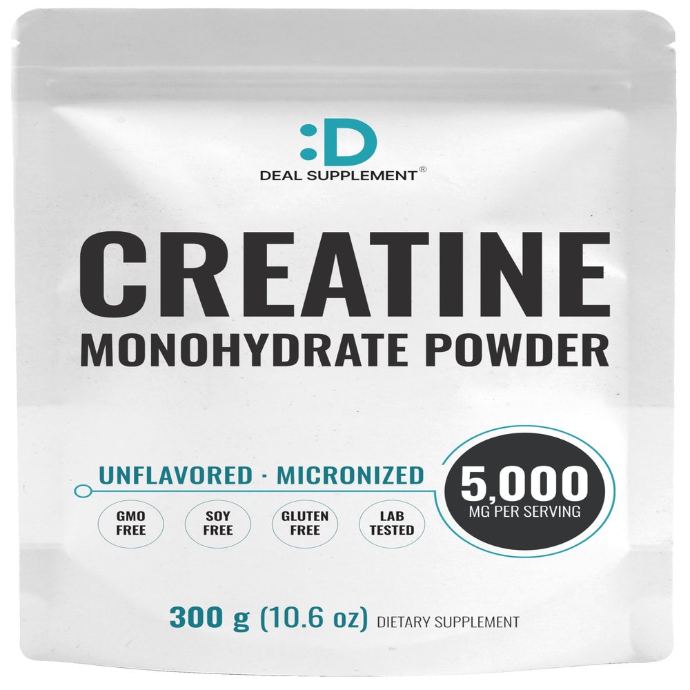 DEAL SUPPLEMENT Instant Creatine Monohydrate Powder, 5g Per Serving  60 Servings | Micronized, Unflavored, Fast Absorbing Formula | Filler Free, Non-GMO, Keto Friendly, Vegan
