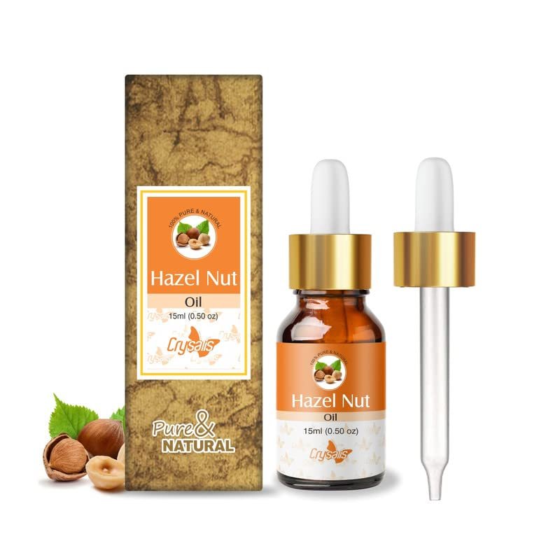 CRYSALIS Hazel Nut (Corylus Avellana) | 100% Pure & Natural Undiluted Carrier Oil | Cold Pressed Oil for Skincare & Hair Care - 15ML/0.50 Fl Oz
