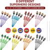 32Pcs Superhero Straws for Party Favor - Reusable Drinking Straws with 8 Designs+36 Stickers+2 Brushes. Perfect for Super Hero Party Supplies, Great for Heroes Themed Party, Halloween, Valentine Gifts view 3