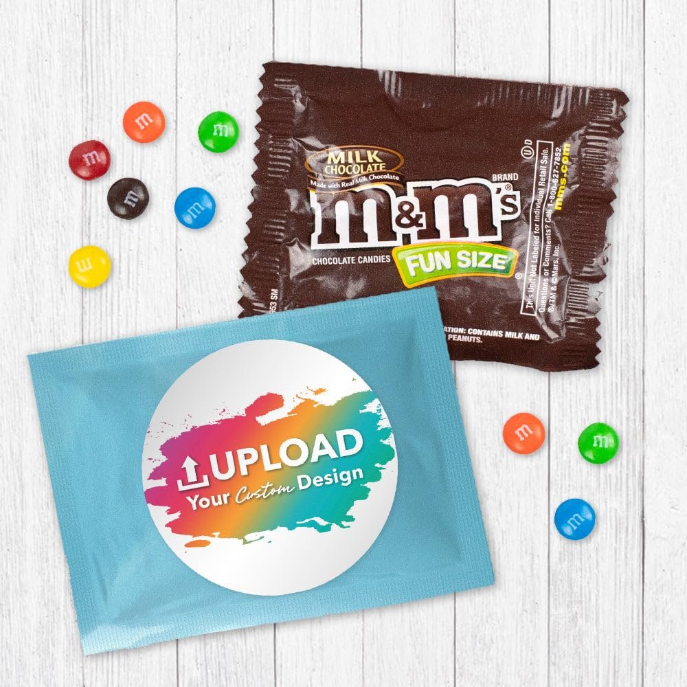 12ct Personalized M&M's Candy Party Favors with Photo M&M's Candy Fun Size Bags (12 Pack) - Light Blue Foil - Fully Assembled (3x4 in)