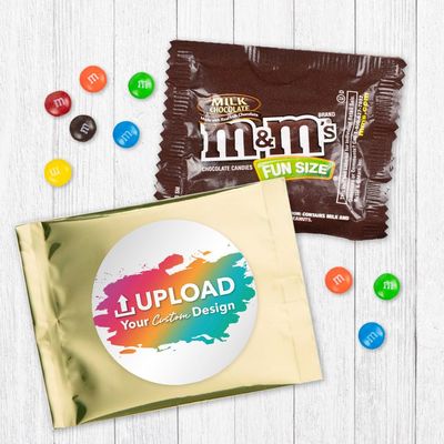 12ct Personalized M&M's Candy Party Favors with Photo M&M's Candy Fun Size Bags (12 Pack) - Gold Foil - Fully Assembled