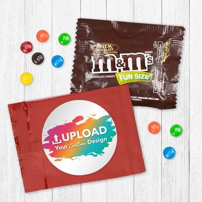 12ct Personalized M&M's Candy Party Favors with Photo M&M's Candy Fun Size Bags (12 Pack) - Red Foil - Fully Assembled