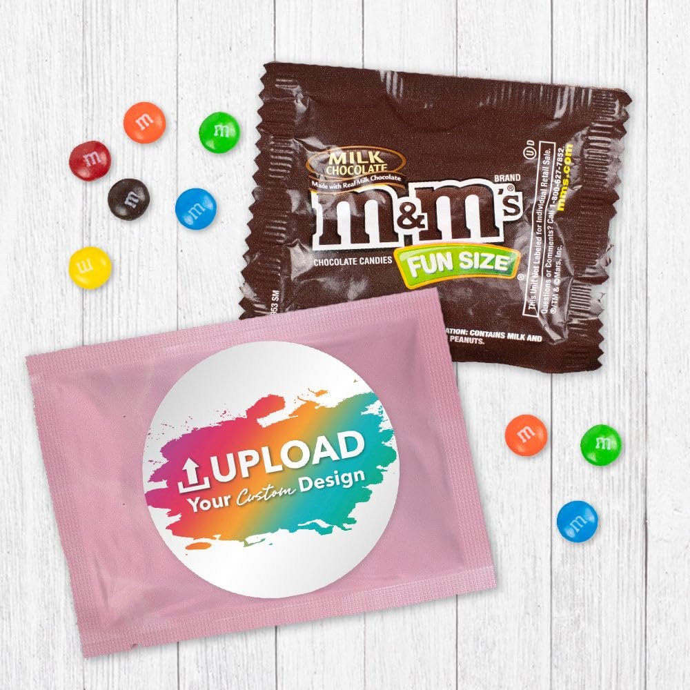 12ct Personalized M&M's Candy Party Favors with Photo M&M's Candy Fun Size Bags (12 Pack) - Pink Foil - Fully Assembled (3x4 in)