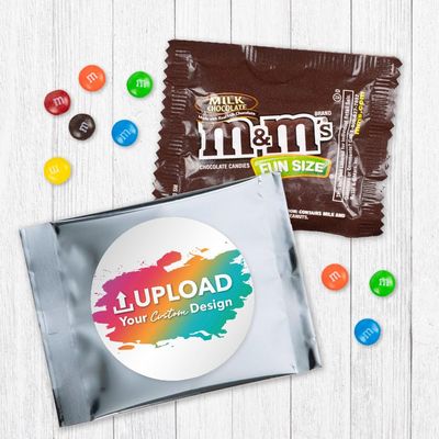 12ct Personalized M&M's Candy Party Favors with Photo M&M's Candy Fun Size Bags (12 Pack) - Silver Foil - Fully Assembled (3x4 in)