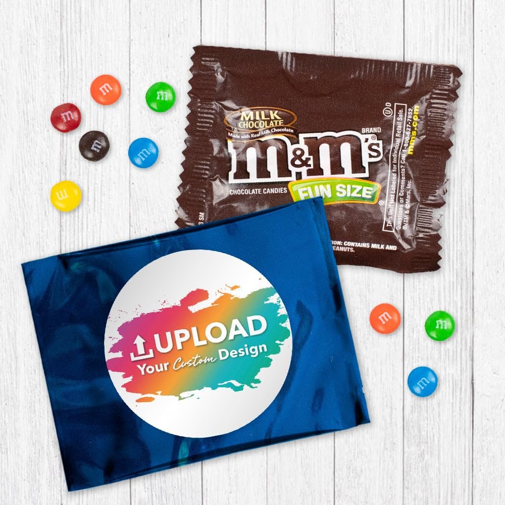 12ct Personalized M&M's Candy Party Favors with Photo M&M's Candy Fun Size Bags (12 Pack) - Dark Blue Foil Fully Assembled (3x4 in)