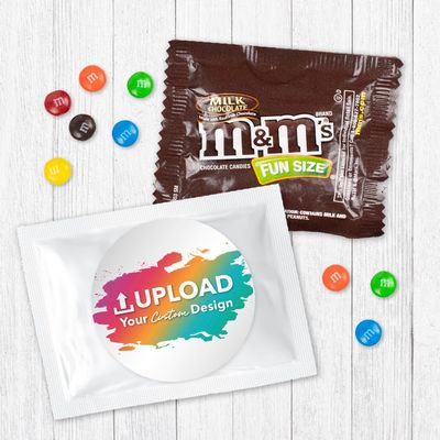 12ct Personalized M&M's Candy Party Favors with Photo M&M's Candy Fun Size Bags (12 Pack) - White Foil - Fully Assembled (3x4 in)