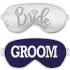 Bride & Groom Gifts - Set of 2 Honeymoon Sleep Mask (1) Bride Silver Diamond White Mask & (1) Groom Navy Mask - Wedding Gifts for Couples Blindfold (DiaBRD Wht/Grm NVY) view 1