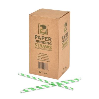 100% Compostable Paper Straws Disposable [7.75", Green Stripe, 10000 Count], Paper Straws for Drinking, Eco Friendly, Biodegradable, Sturdy Straws with Soy-Based Ink by Earth's Natural Alternative