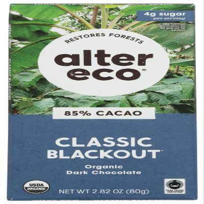 ALTER ECO CHOCOLATE BAR DARK BLACKKOUT 85%, 2.82OZ, 12PACK