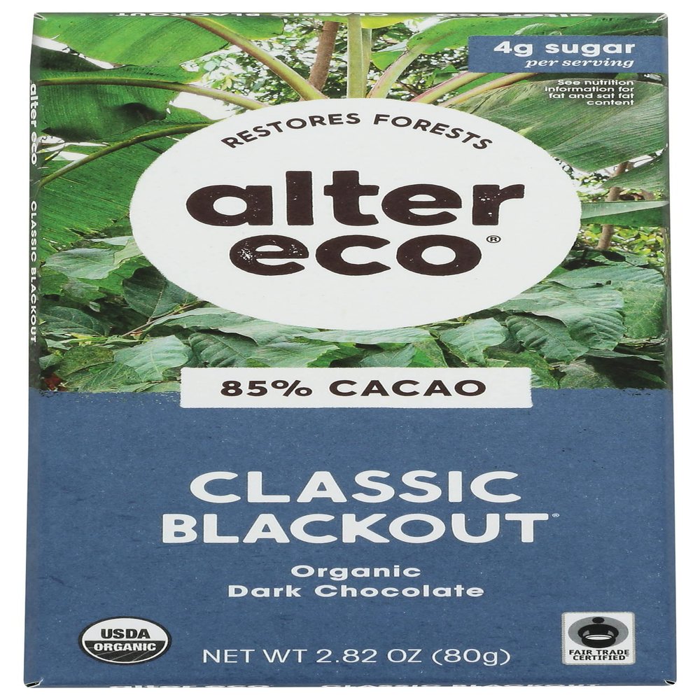 ALTER ECO CHOCOLATE BAR DARK BLACKKOUT 85%, 2.82OZ, 12PACK