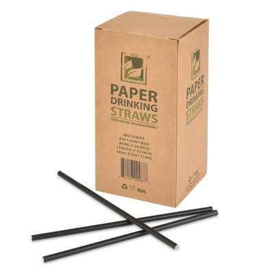 100% Compostable Paper Straws Disposable [7.75", Solid Black, 10000 Count], Paper Straws for Drinking, Eco Friendly, Biodegradable, Sturdy Straws with Soy-Based Ink by Earth's Natural Alternative
