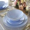 " OCCASIONS " 40 Piece Plates Pack, Disposable Wedding Party Plastic Bowls (16oz Soup Bowl, Bali in Blue & Gold) view 4