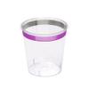 Zappy 124 Mini Plastic Shot Glasses, Clear with Purple Metallic Rim, 1 oz Hard Party Cups, Disposable Shooter and Sample Wine Tasting Cups view 2