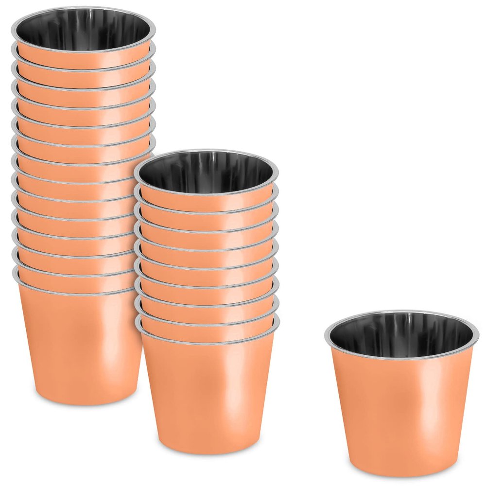 Zappy 124 Rose Gold Plastic Shot Glasses - 1 oz Disposable Metallic Cups for Tasting Whiskey, Liquor Samples, Weddings and Parties