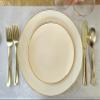 " OCCASIONS " 240 Piece Plates Pack, Disposable Wedding Party Plastic Bowls (16oz Soup Bowl, Bali in Ivory & Gold) view 3