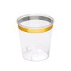 Zappy Gold 1 oz Shot Glasses - Clear Plastic with Metallic Gold Rim Hard Party Shooter Cups - Sample Wine Tasting Cups view 2