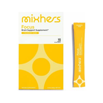 MIXHERS Focus Brain Support Supplement | Caffeine-Free | Natural Ingredients for Cognitive Clarity, Concentration, & Hydration | Pineapple Berry Flavor | 15 Stick Packets