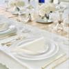" OCCASIONS " 40 Piece Plates Pack, Disposable Wedding Party Plastic Bowls (16oz Soup Bowl, Bali in White & Gold) view 3