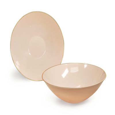 " OCCASIONS " 120 Piece Plates Pack, Disposable Wedding Party Plastic Bowls (16oz Soup Bowl, Bali in Blush & Gold)