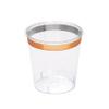 Zappy 124 Pk Plastic Shot Glasses 1 oz Clear With Metallic Rose Gold Rim - Hard Party Disposable Shooter Cups for Sample Wine Tasting view 1