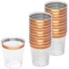 Zappy 124 Pk Plastic Shot Glasses 1 oz Clear With Metallic Rose Gold Rim - Hard Party Disposable Shooter Cups for Sample Wine Tasting view 3