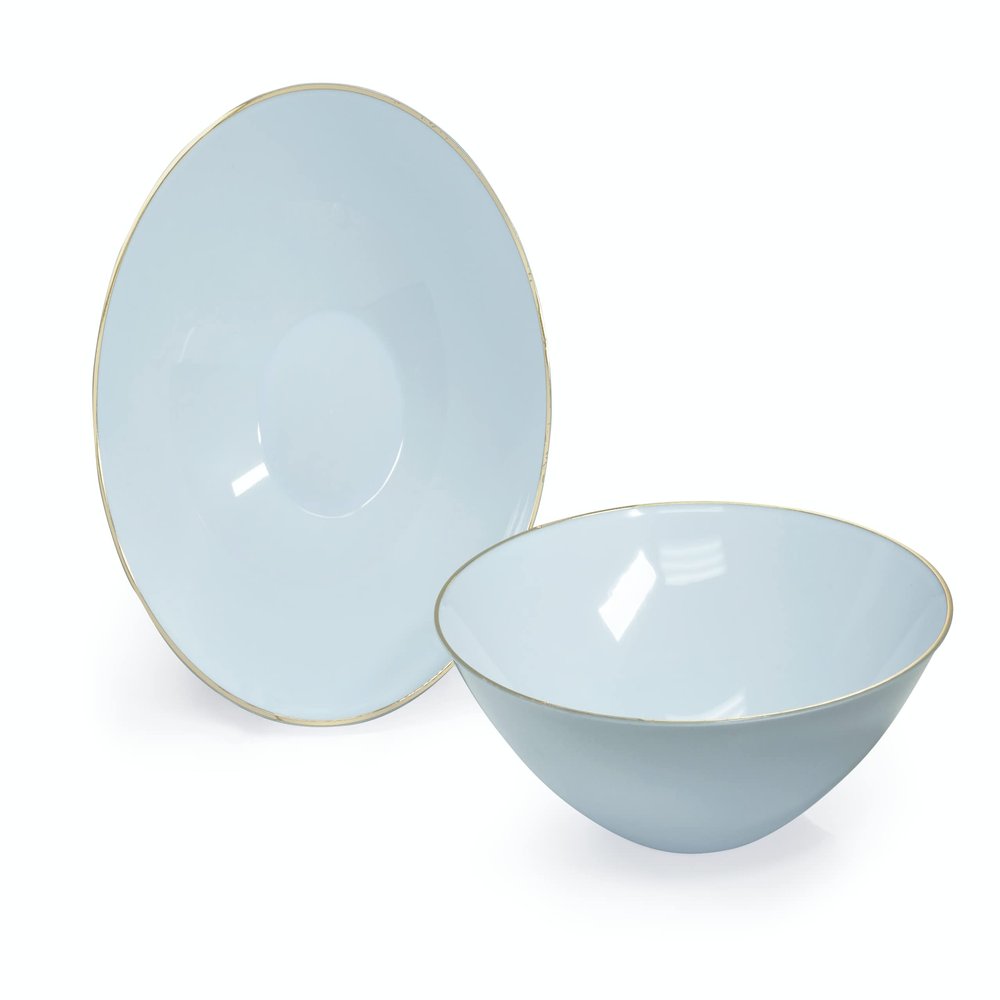 " OCCASIONS " 120 Piece Plates Pack, Disposable Wedding Party Plastic Bowls (16oz Soup Bowl, Bali in Blue & Gold)