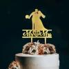 Mr And Mrs Customized Last Name And Wedding Date Cupcake Topper Gold Glitter Wedding Wood Cupcake Topper Picks Cute Decor for Men Women Couple Party Suppliers view 1