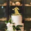 Mr And Mrs Customized Last Name And Wedding Date Cupcake Topper Gold Glitter Wedding Wood Cupcake Topper Picks Cute Decor for Men Women Couple Party Suppliers view 3