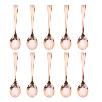 YARNOW 24 Pcs Rose Gold Mini Spoons Disposable Plastic Dessert Spoons for Parties Smoothie Mini Tasting Spoons for Jars and Everyday Use