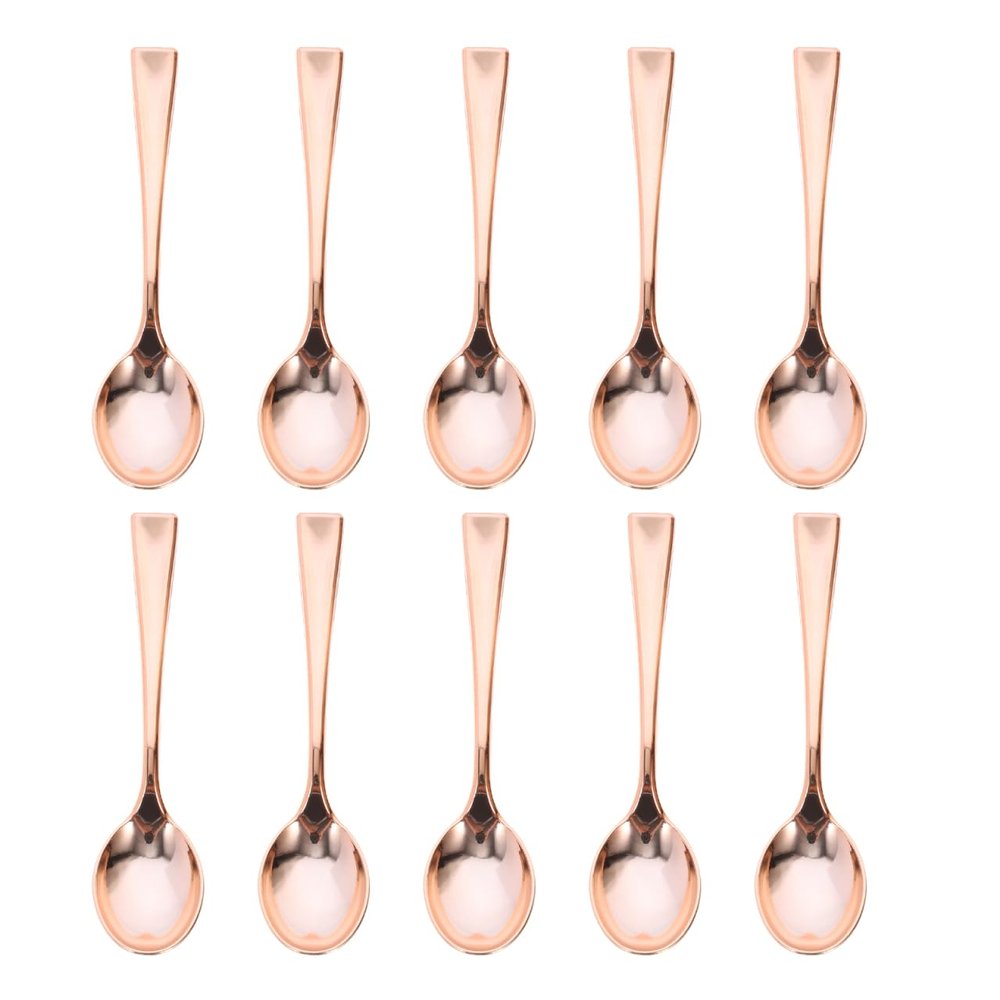 YARNOW 24 Pcs Rose Gold Mini Spoons Disposable Plastic Dessert Spoons for Parties Smoothie Mini Tasting Spoons for Jars and Everyday Use