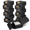 WLUSEAXI 12pack Gift Boxes with Lids,Black Gift Boxes Bulk with Gold Bow Ribbon,Bridesmaid Proposal Box for Presents Kraft Paper Boxes for Wedding,Christmas,Halloween,Baby Shower view 1