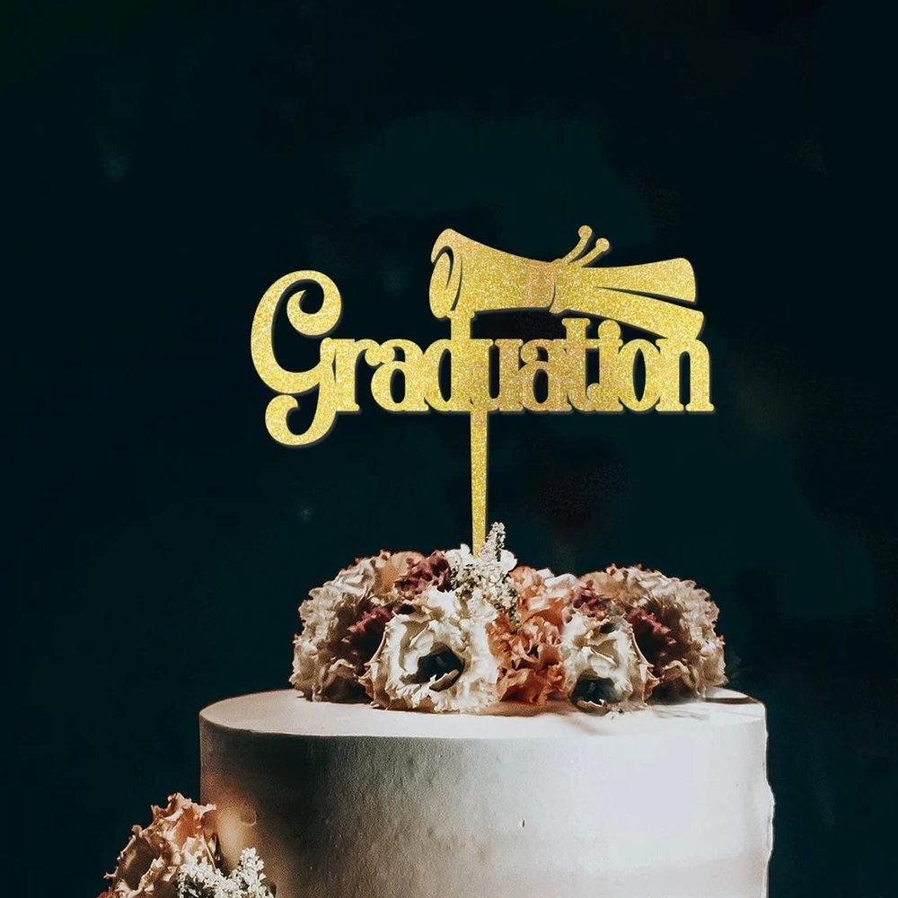 Graduation Cupcake Topper Picks Gold Glitter Graduation Cake Bunting Decor Scroll Cupcake Topper Customized Wood Cake Decoration Celebration