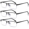 Anourney 3-Pack Reading Glasses for Men, Lightweight Metal Half Frame Blue Light Blocking Computer Readers, Filter UV Ray/Computer Glare with Spring Hinge Eyeglasses(3PCS Black,+1.5) view 1