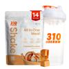 310 Nutrition Meal Replacement Shake Powder Starter Kit with Shaker Cup - Vegan Protein, Fiber & Superfood Blend - Sugar-Free, Low-Carb, Keto & Paleo Friendly - Caramel Sundae - 14 Servings