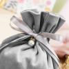 Airssory 10 Pcs 5.5x5 Inch Gray Velvet Fabric Cloth Candy Gift Pouches Drawstring Bags with Pearl Charm for Christmas Birthday Party Wedding Favors view 3