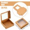 Zonon 30 Kraft Paper Boxes with Window 4.13 x 4.13 x 1.18 Inch Candy Packaging, Small Gift Boxes, Soap holder, Mini Treat Packaging for Bakery Chocolate Jewelry Display(Brown) view 2