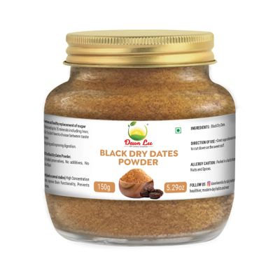 Dawn Lee Black Dry Dates Powder 150 Gms/5.29 Oz | Mejdool Khajur Natural Sweetener | Khajoor - Kharek Powder