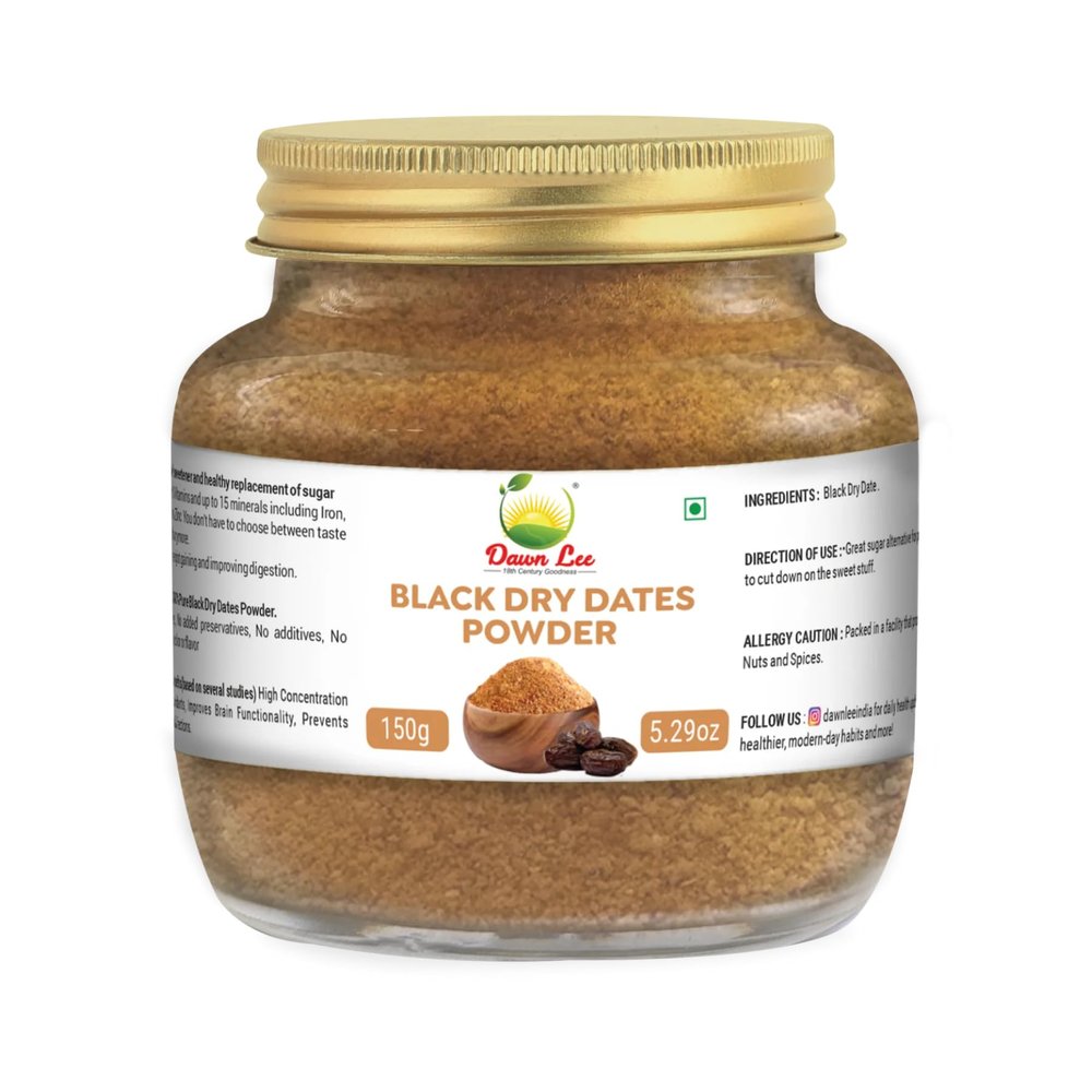 Dawn Lee Black Dry Dates Powder 150 Gms/5.29 Oz | Mejdool Khajur Natural Sweetener | Khajoor - Kharek Powder