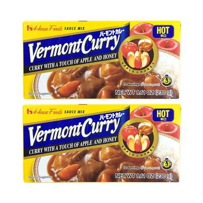 [ 8 Packs ] House Foods Vermont Curry Hot 8.11 Oz (230g)