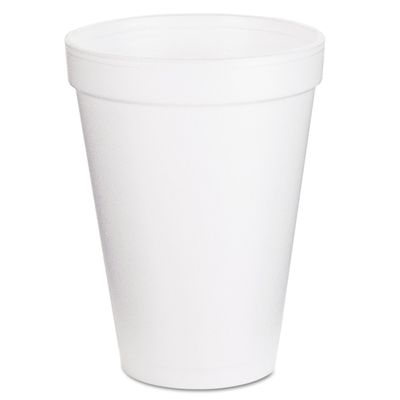 Foam Drink Cups, 12oz, White, 25/Bag, 40 Bags/Carton