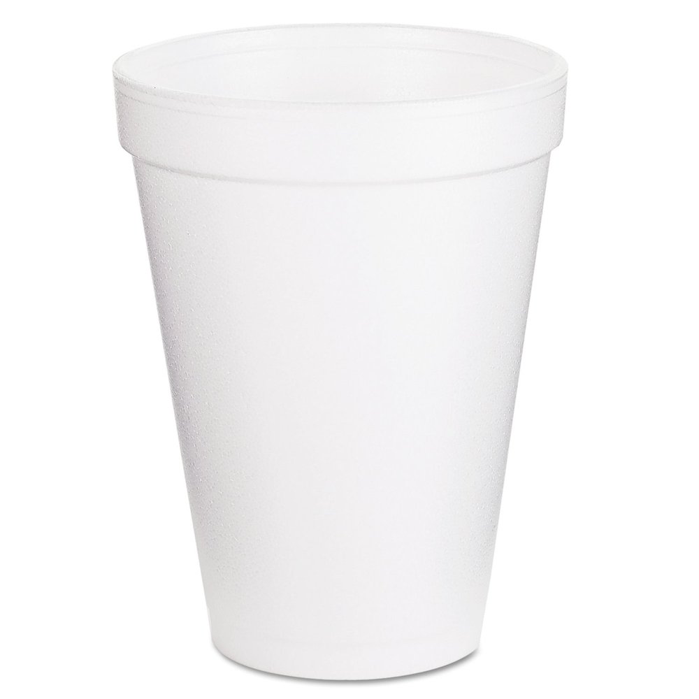 Foam Drink Cups, 12oz, White, 25/Bag, 40 Bags/Carton
