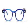 eyebobs Bitty Witty Premium Readers for Women and Men | Round Eye Glasses| Blue and Purple Demi Front with Blue Demi Temples | 2.25 view 1