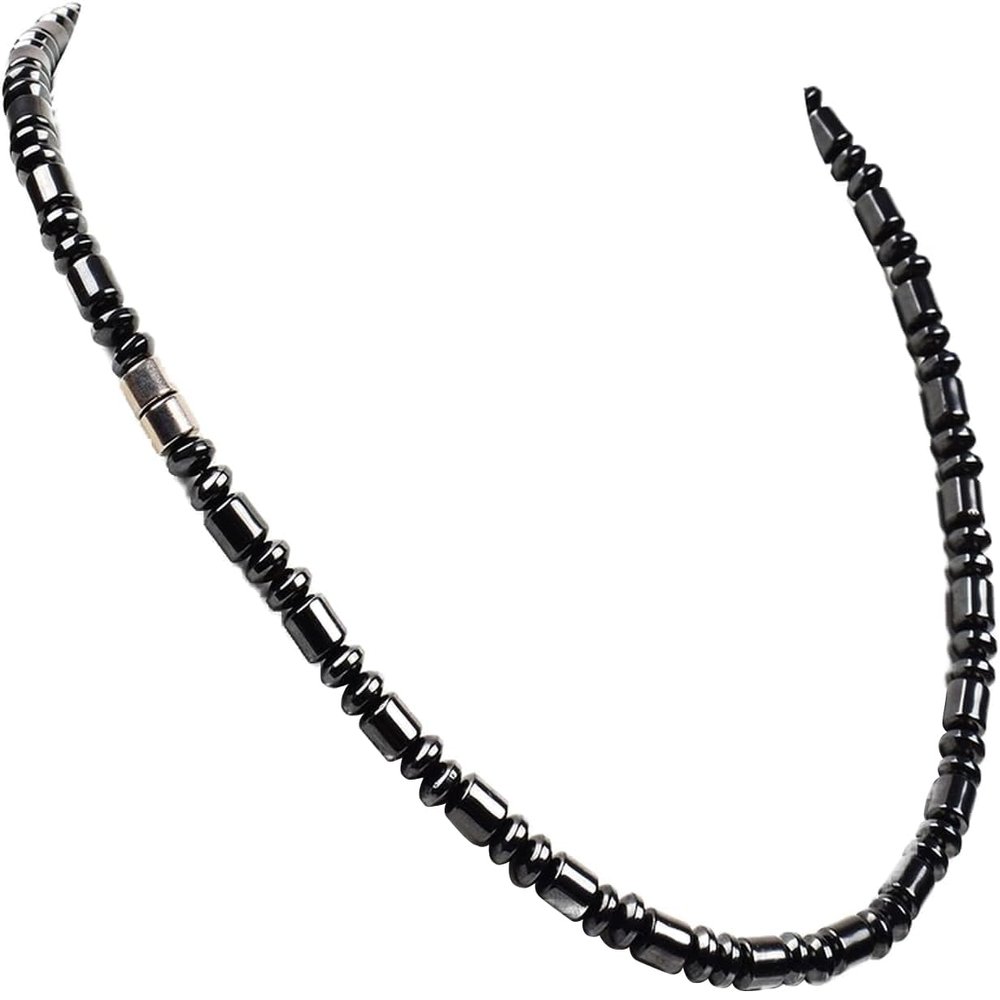IRUMENG Hematite Necklace for Magnetic Therapy, Crystal Healing Necklace for Pain and Stress Relief (Magnetic Hematite, 20")