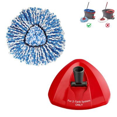 2-Tank Mop Base 1 Pack and Mop Heads Replacements 1 Pack for O-Ceda RinseClean Dual System, Microfiber Refills, Easy Cleaning Mop Repalce Head Blue