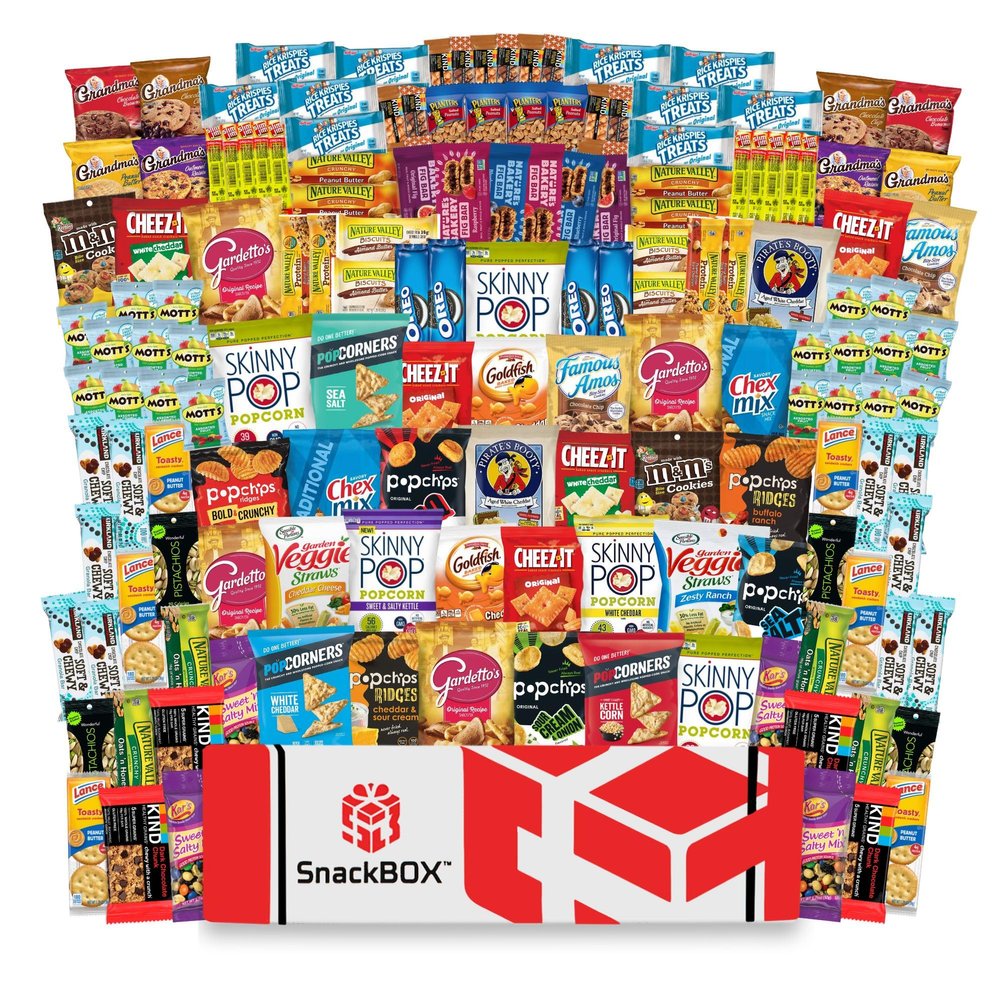 Snack BOX Office Breakroom VARIETY Care Package (150 COUNT) | Easter, Teachers, Back to School, Date Night, College, Gift Baskets, Student, Birthday, Chips, Office, Military, Gift Ideas