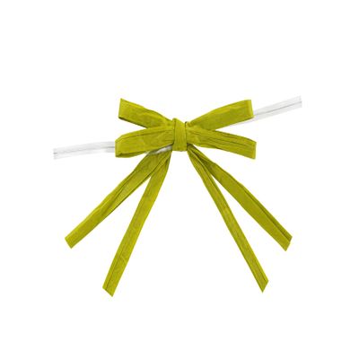 Bows - Raffia Twist Tie Bows - 2 Strand - 2 Loops X 3-1/4in Span, 2 Tails X 2in X 1/4in Width Ribbon & 5in Twist Tie, Basil, 1/4 Inch, 100 Pieces