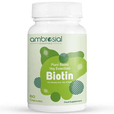 AMBROSIAL Biotin Hair Growth Supplement 2500mcg Biotin Hair Supplements | Hair Support | Plant Based | Natural Skin Support | Nail Vitamin (Pack of 1)