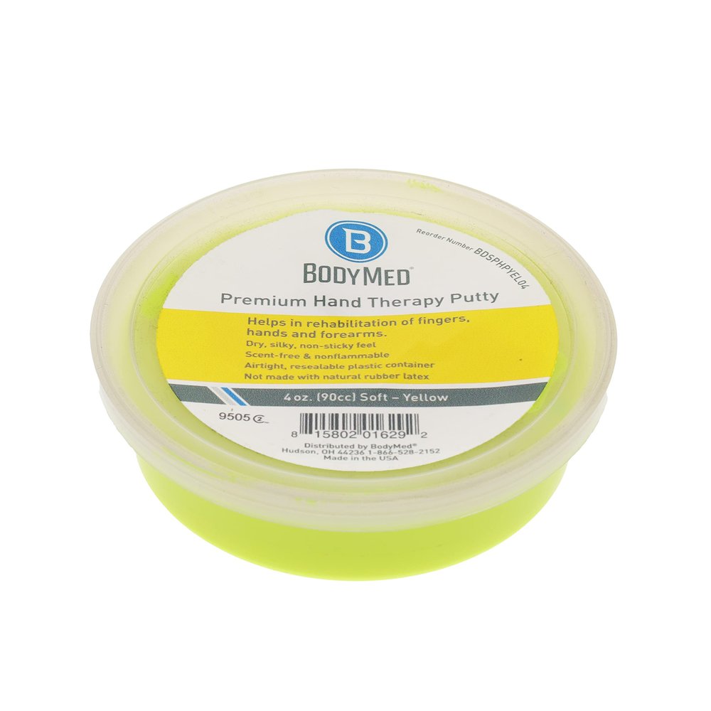BodyMed Premium Hand Therapy Putty, Yellow, 4 Oz., Soft, Strengthening Therapy Putty for Physical Rehabilitation
